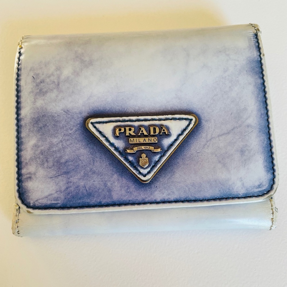 Prada "Faded Denim" Tri-Fold Ladies Wallet